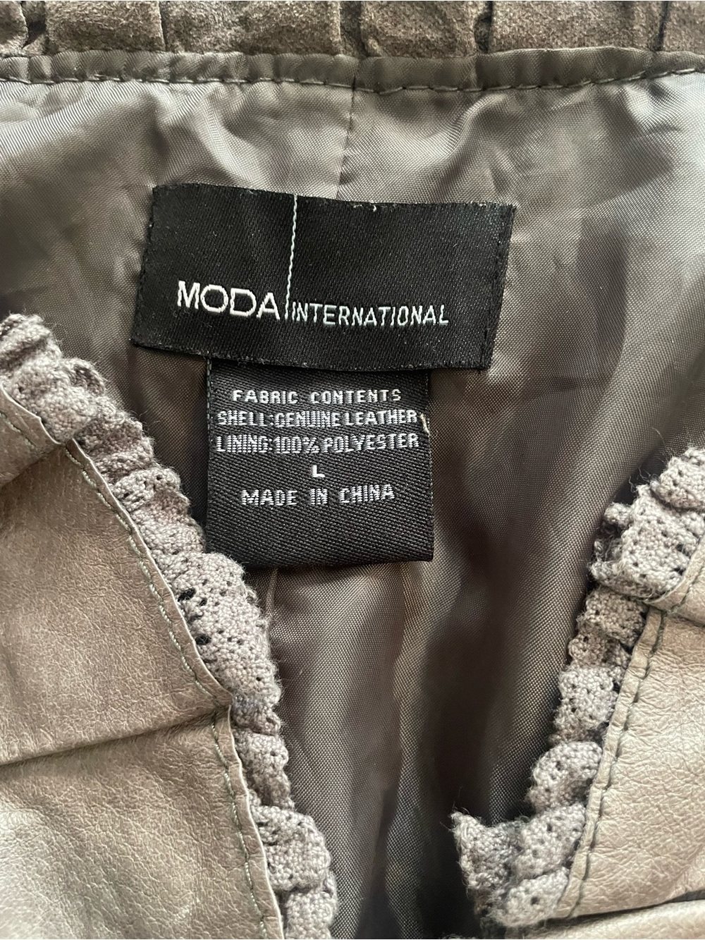 Moda International Gray Ruffled Leather Jacket - Picture 10 of 10